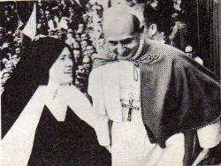 Sister Lucia with Pope Paul VI at Fatima, May, 1967.